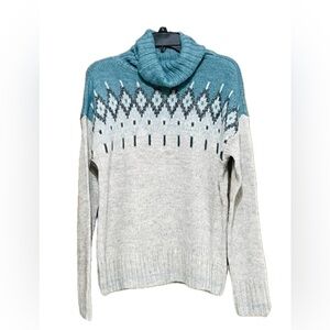 NWT The Limited Teal and Gray Cowl Neck Sweater. Size M.
